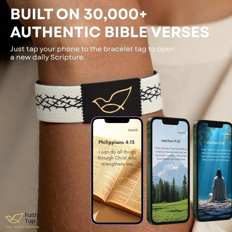 TLOEP Bible Verse Bracelets – Tap to Read Scripture via Phone, Jesus Bracelets for Men,Women, Teens, Gifts for Christians, Christmas Gifts for Teens - Image 3